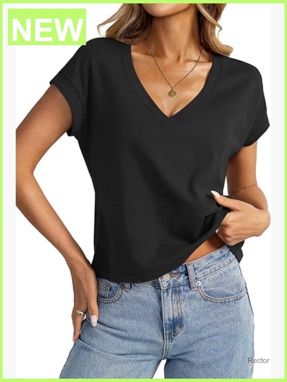 Womens V Neck Crop Top Cap Sleeve Boxy Loose Fit Cotton Short Sleeve Tee Summer